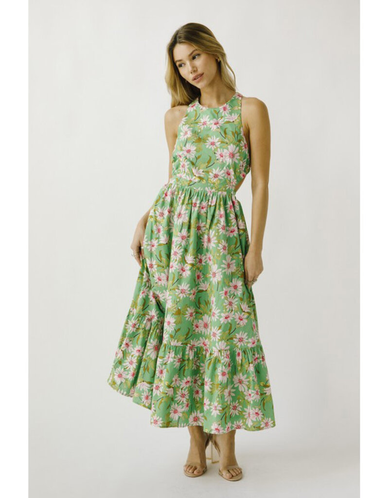 Storia Green Daisy Midi Dress