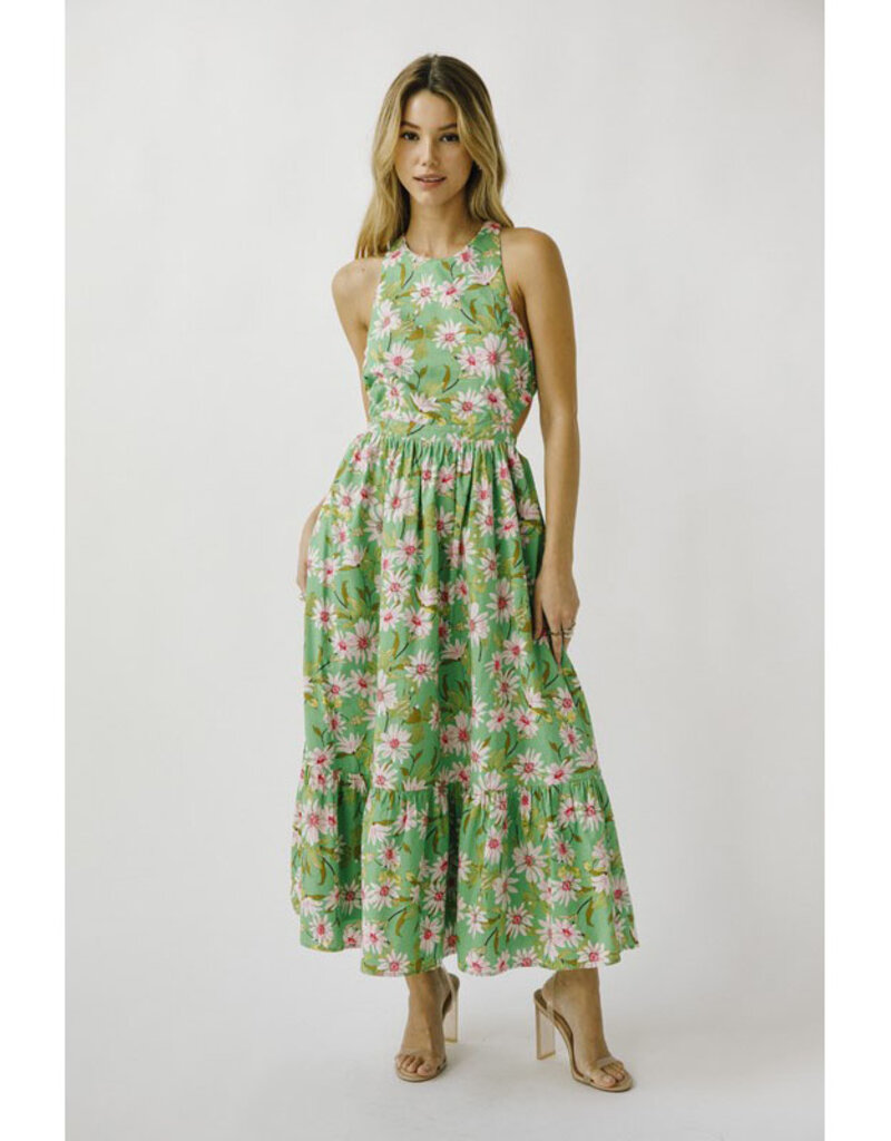 Storia Green Daisy Midi Dress
