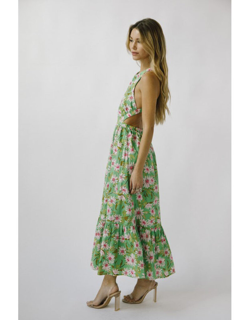 Storia Green Daisy Midi Dress