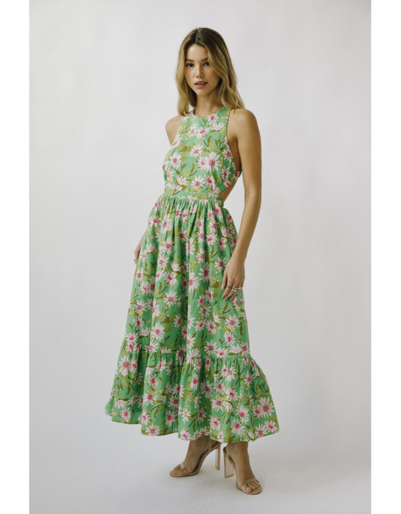 Storia Green Daisy Midi Dress