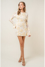 Fore Bell Sleeve Rosette Mini Dress