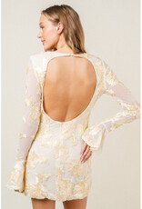 Fore Bell Sleeve Rosette Mini Dress