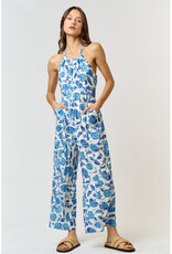 lalavon Blue Floral Halter Jumpsuit