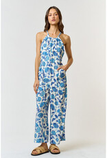 lalavon Blue Floral Halter Jumpsuit