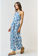 lalavon Blue Floral Halter Jumpsuit