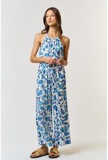 lalavon Blue Floral Halter Jumpsuit