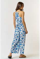 lalavon Blue Floral Halter Jumpsuit