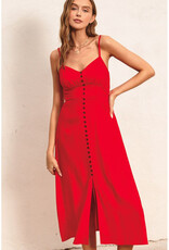 Dress Forum Red Midi Dress w/Buttons