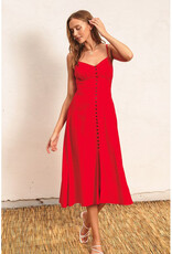 Dress Forum Red Midi Dress w/Buttons