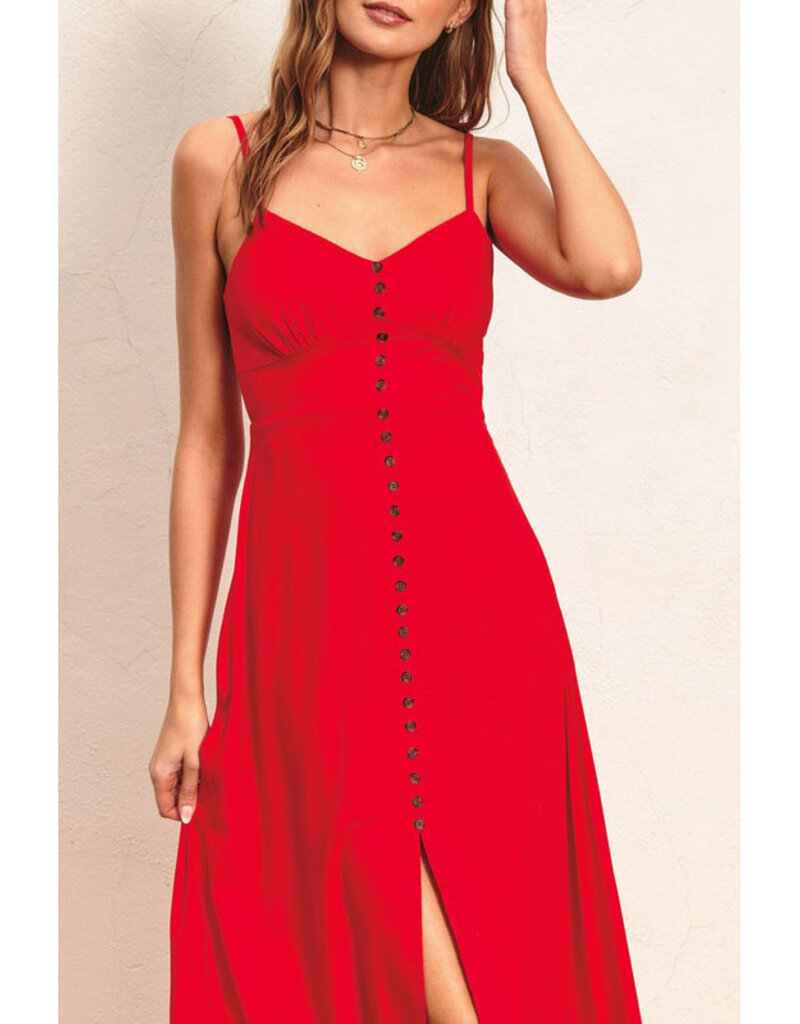 Dress Forum Red Midi Dress w/Buttons
