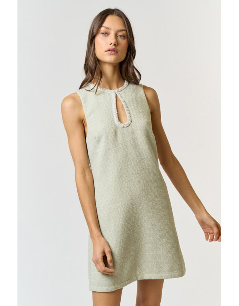 lalavon Pearl Trim Tweed Mini Dress
