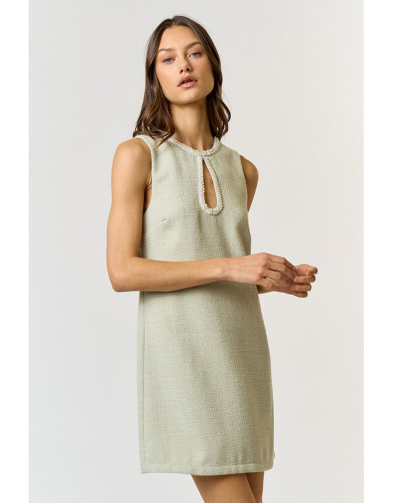 lalavon Pearl Trim Tweed Mini Dress
