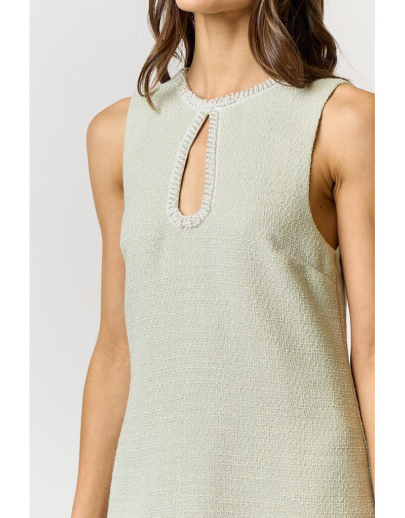 lalavon Pearl Trim Tweed Mini Dress
