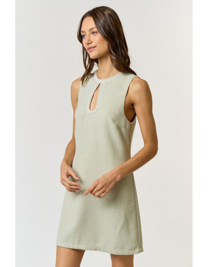 lalavon Pearl Trim Tweed Mini Dress