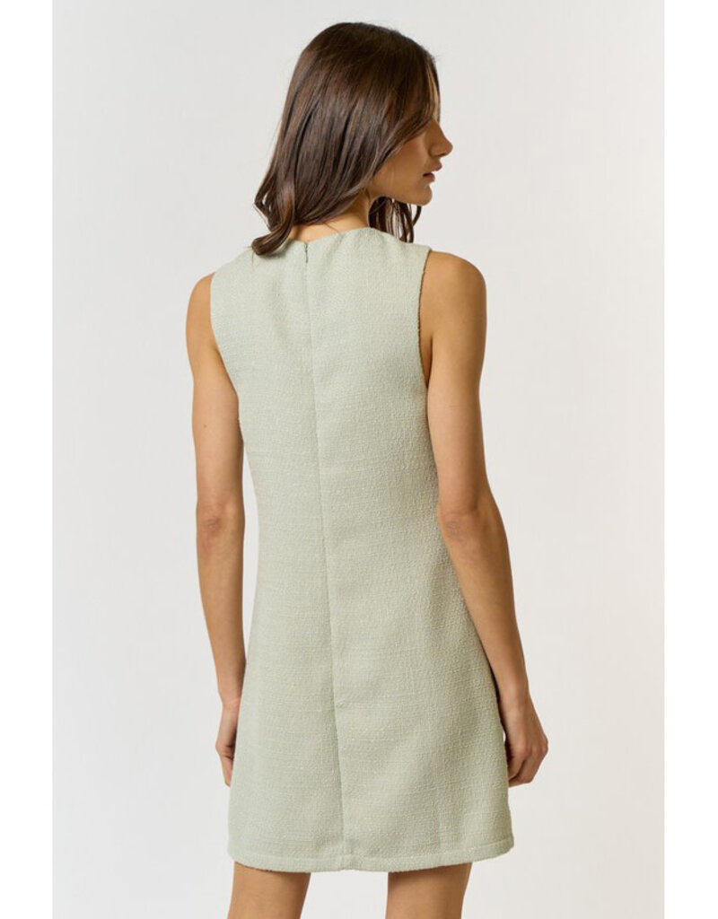 lalavon Pearl Trim Tweed Mini Dress