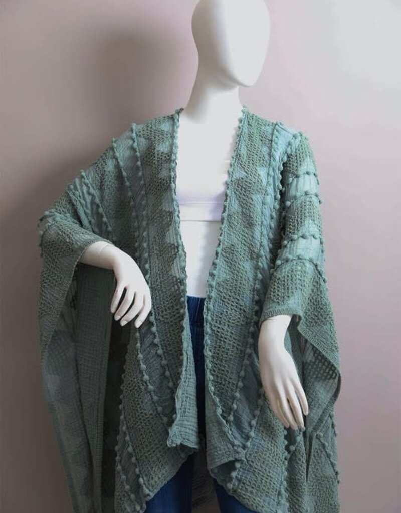 Leto Accessories Embroidered Zig Zag Kimono