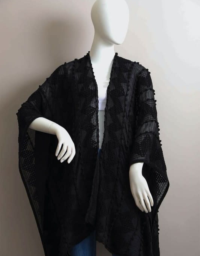 Leto Accessories Embroidered Zig Zag Kimono