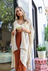 Leto Accessories Embroidered Zig Zag Kimono