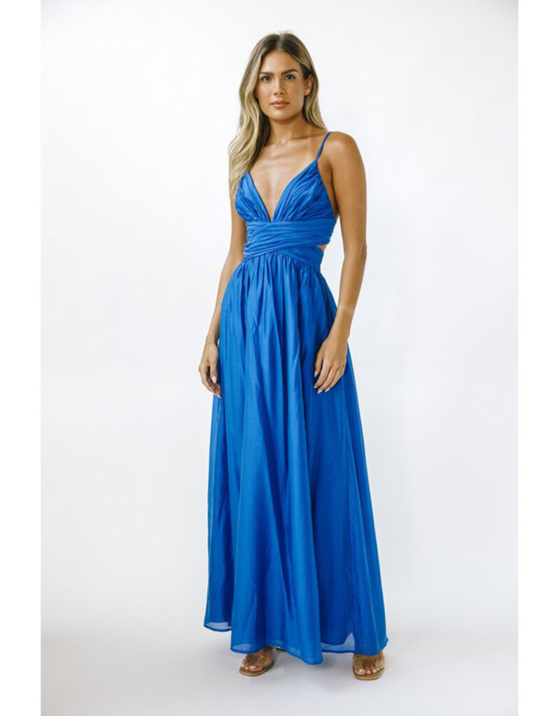 Blue plunge maxi dress outlet