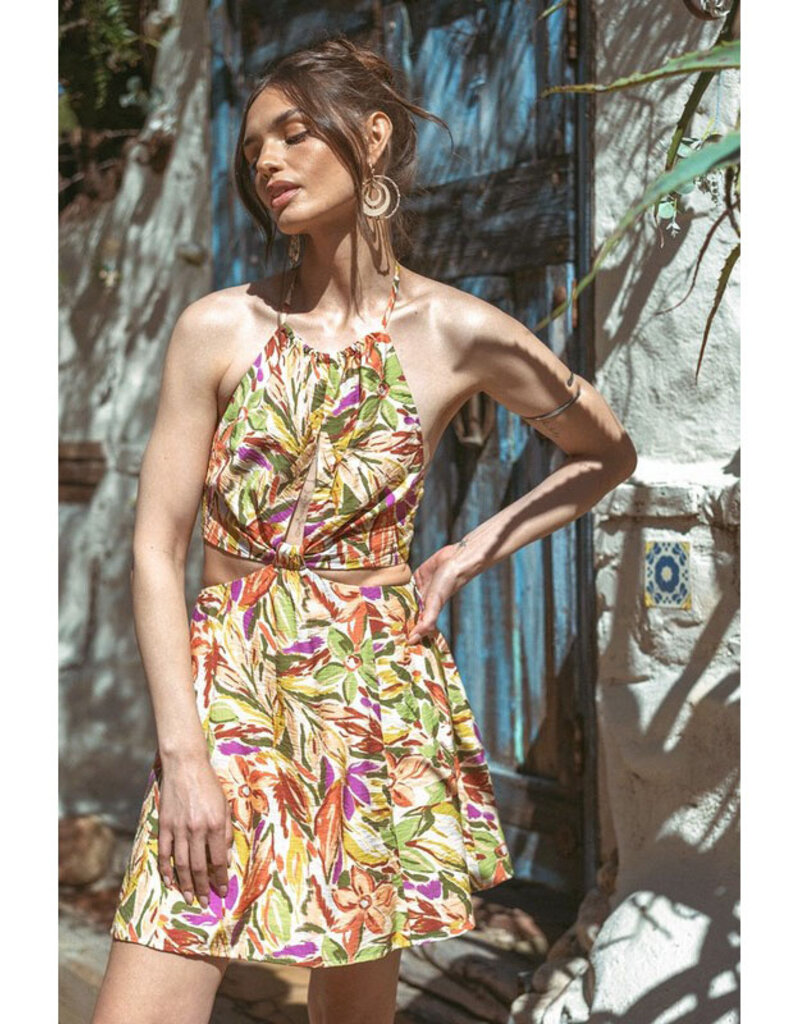 ILLA ILLA Print Cut Out Minidress