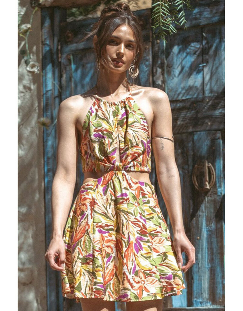 ILLA ILLA Print Cut Out Minidress