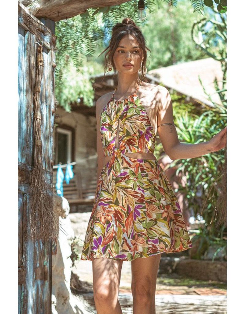 ILLA ILLA Print Cut Out Minidress