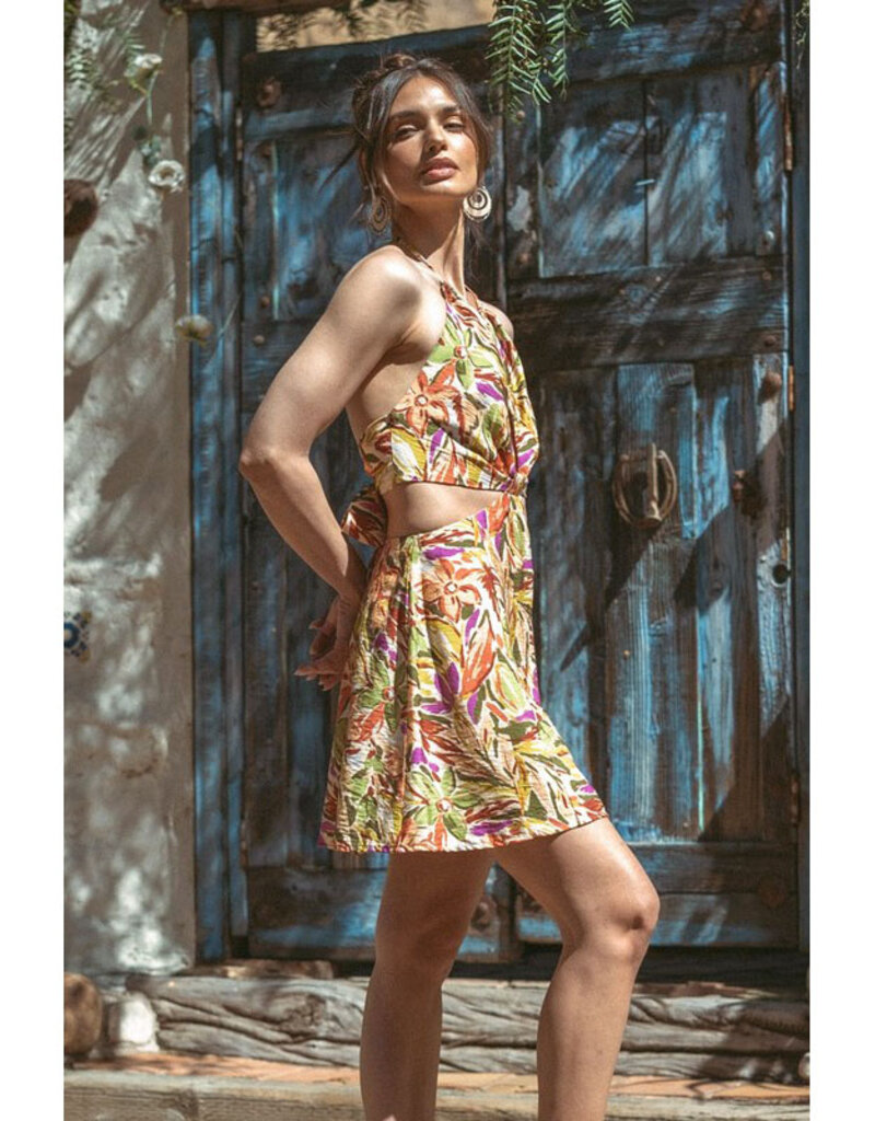 ILLA ILLA Print Cut Out Minidress