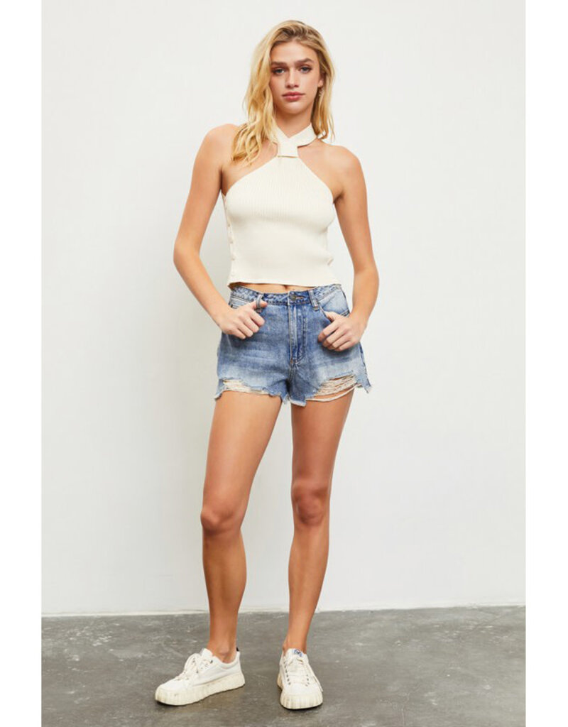 Mustard denim shorts outlet