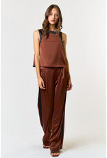 lalavon Satin Contrast Top & Wide Leg Pants Set
