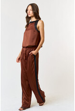 lalavon Satin Contrast Top & Wide Leg Pants Set