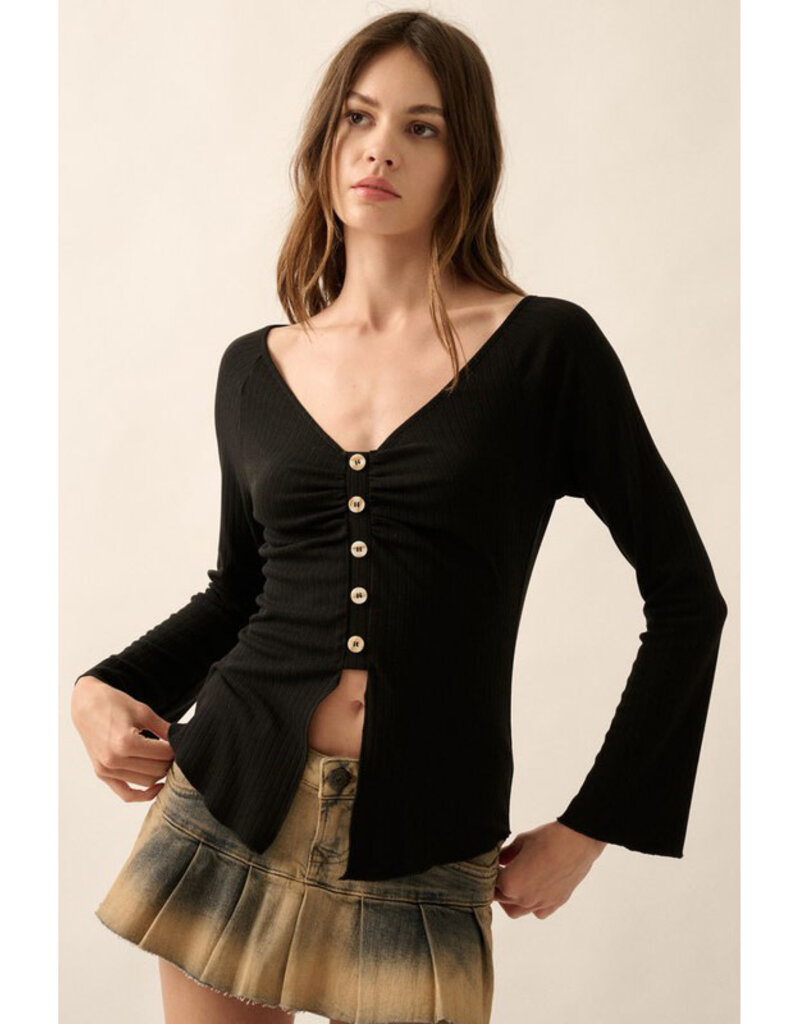 Promesa Ribbed V-Neck Top