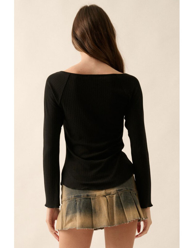 Promesa Ribbed V-Neck Top
