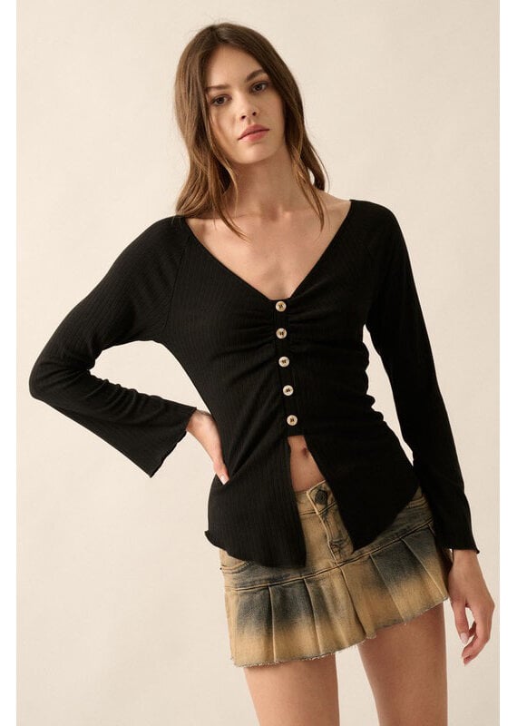 Promesa Ribbed V-Neck Top