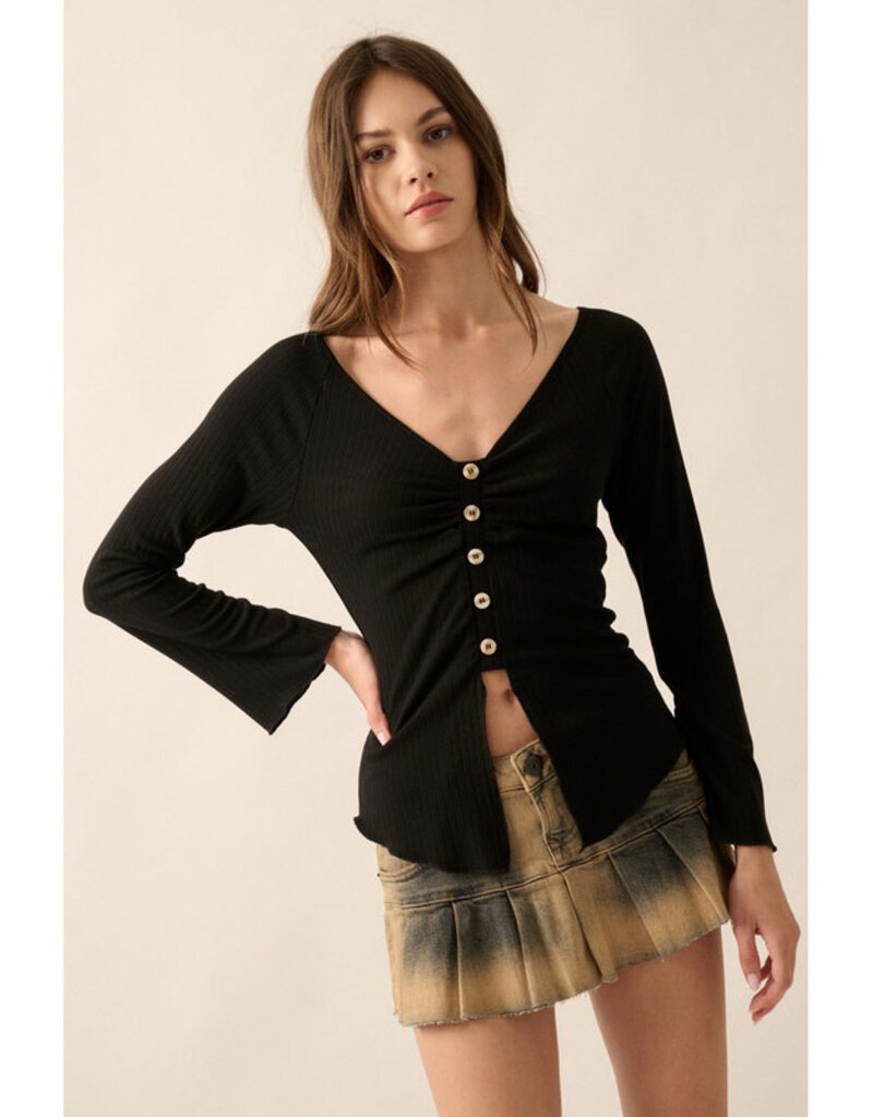 Promesa Ribbed V-Neck Top