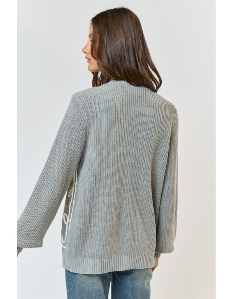 lalavon Embroidered Button Cardigan