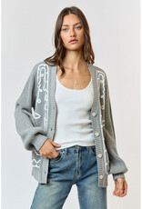 lalavon Embroidered Button Cardigan