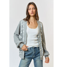 lalavon Embroidered Button Cardigan