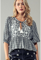 BW Print Top w/Tie