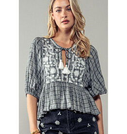 BW Print Top w/Tie