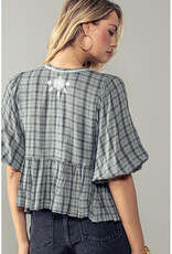 BW Print Top w/Tie