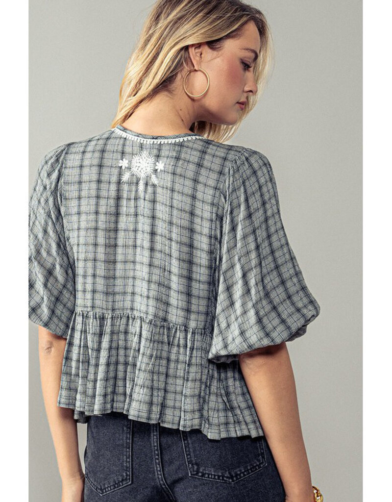 BW Print Top w/Tie