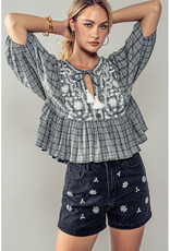 BW Print Top w/Tie