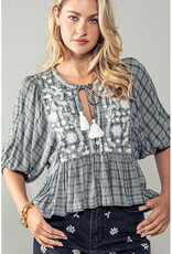 BW Print Top w/Tie