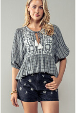 BW Print Top w/Tie