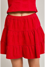 Le Lis Red Corduroy Tiered Skirt