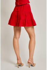 Le Lis Red Corduroy Tiered Skirt