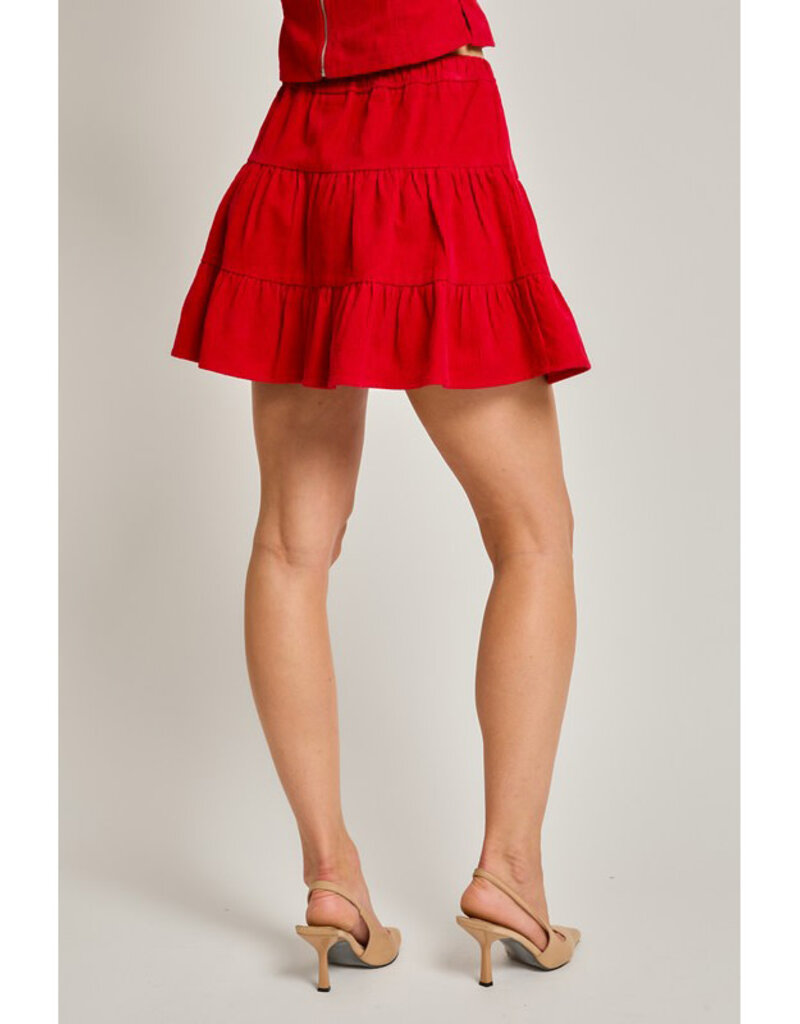 Red Corduroy Tiered Skirt - Firefly Red Corduroy Tiered Skirt - Firefly