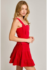 Le Lis Red Corduroy Tiered Skirt