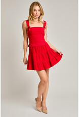 Le Lis Red Corduroy Tiered Skirt