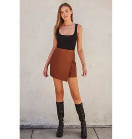 Dress Forum Camel Vegan Leather Skirt